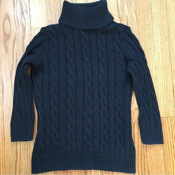 Studio Works Petite Black Turtle Neck Cable Knit Sweater - Picture 15 of 15
